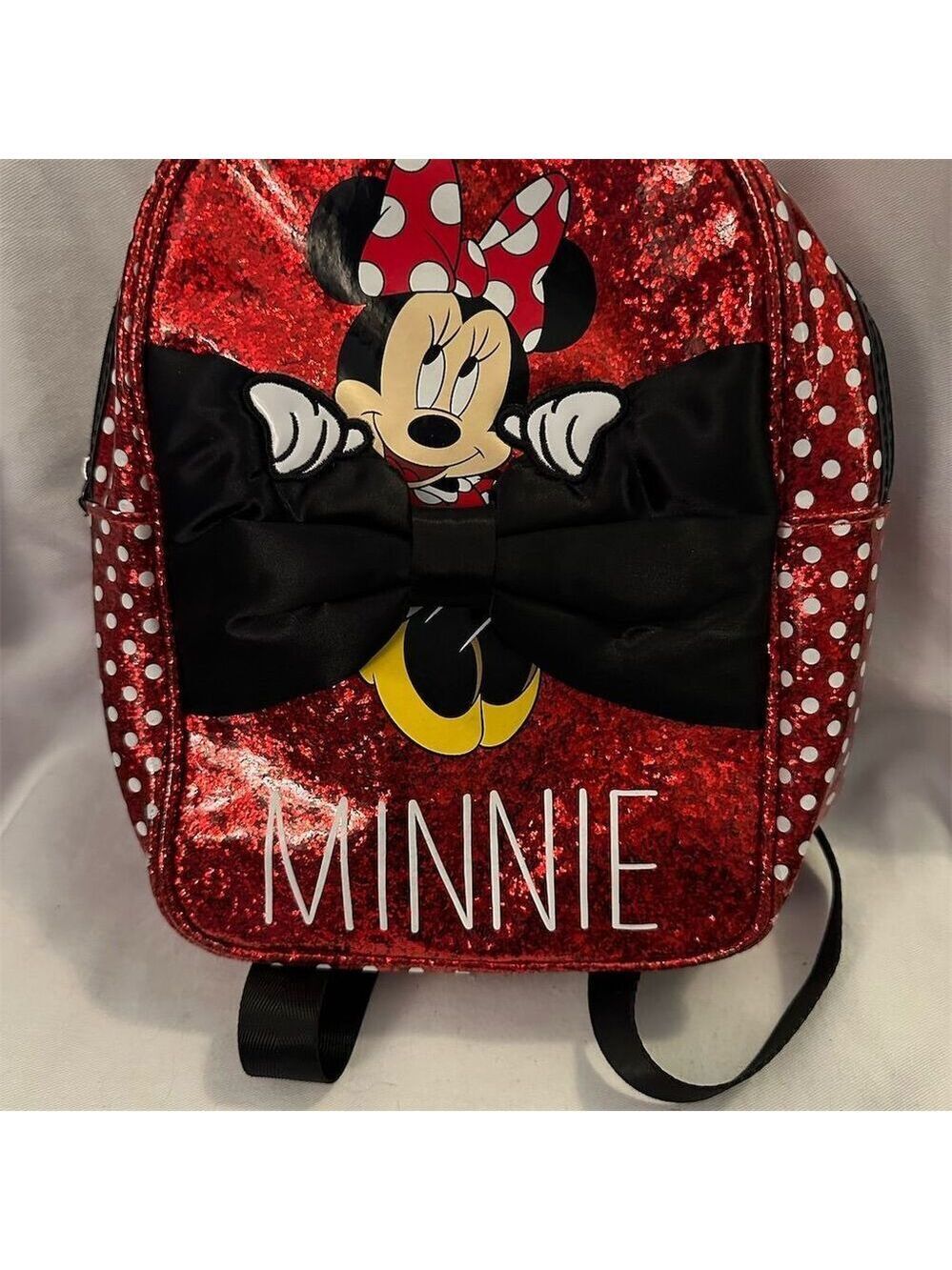 Disney Minnie Mouse Red Glitter Polka Dot Mini Backpack Kids Casual